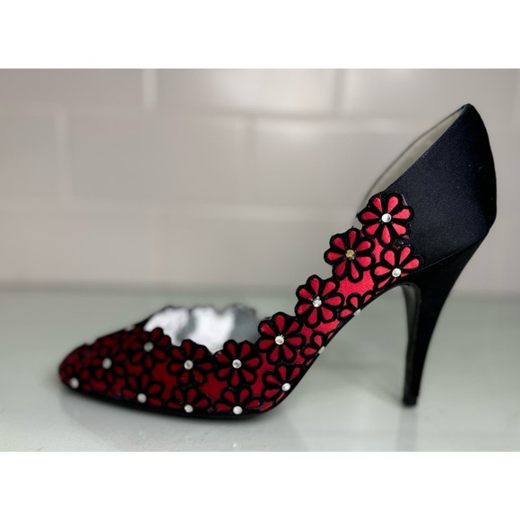 Vintage Gucci Heels Size 7.5 Women’s Red and Black Made In Italy 80s Pumps - Picture 6 of 14